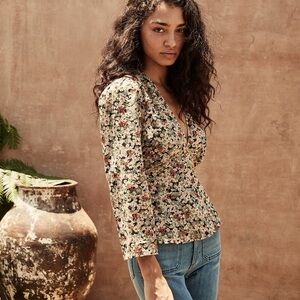 Doen Solstice Cotton Viscose Blouse - Sissinghurst Floral Print - Size Small